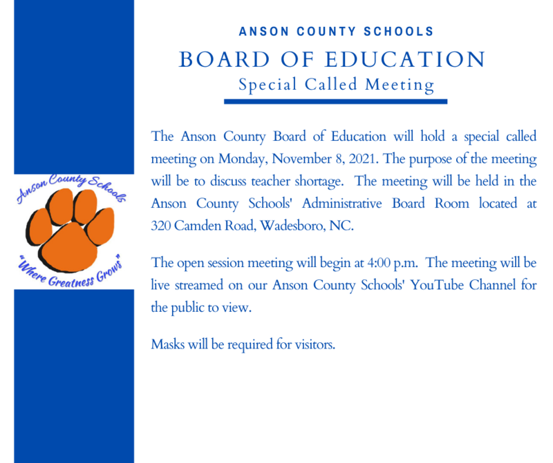 BOE Special Called Meeting